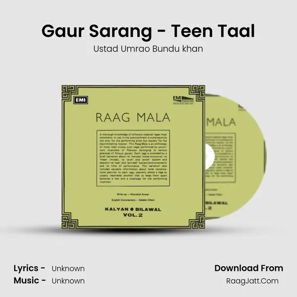 Gaur Sarang - Teen Taal MP3 Song by Ustad Umrao Bundu khan Cover