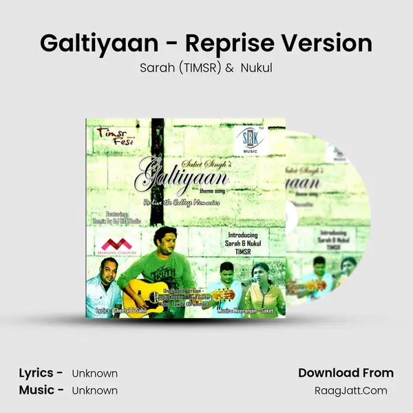 Galtiyaan - Reprise Version MP3 Song by Sarah (TIMSR) Cover