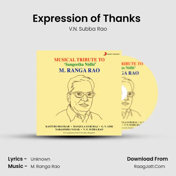 Expression of Thanks (Live) MP3 Song by V.N. Subba Rao Cover